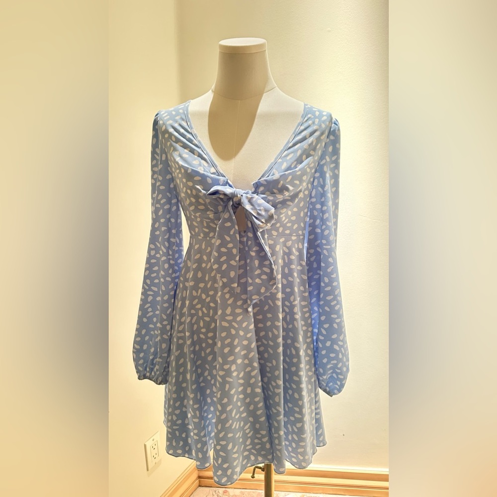 Chic Blue Patterned Dress - Picture 6 of 13